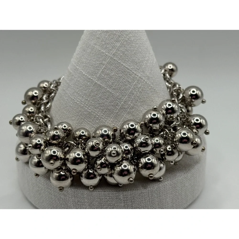 Vicenza Milor Sterling Silver Cha Cha Ball Bead Charm Bracelet ‎ Magnetic Clasp